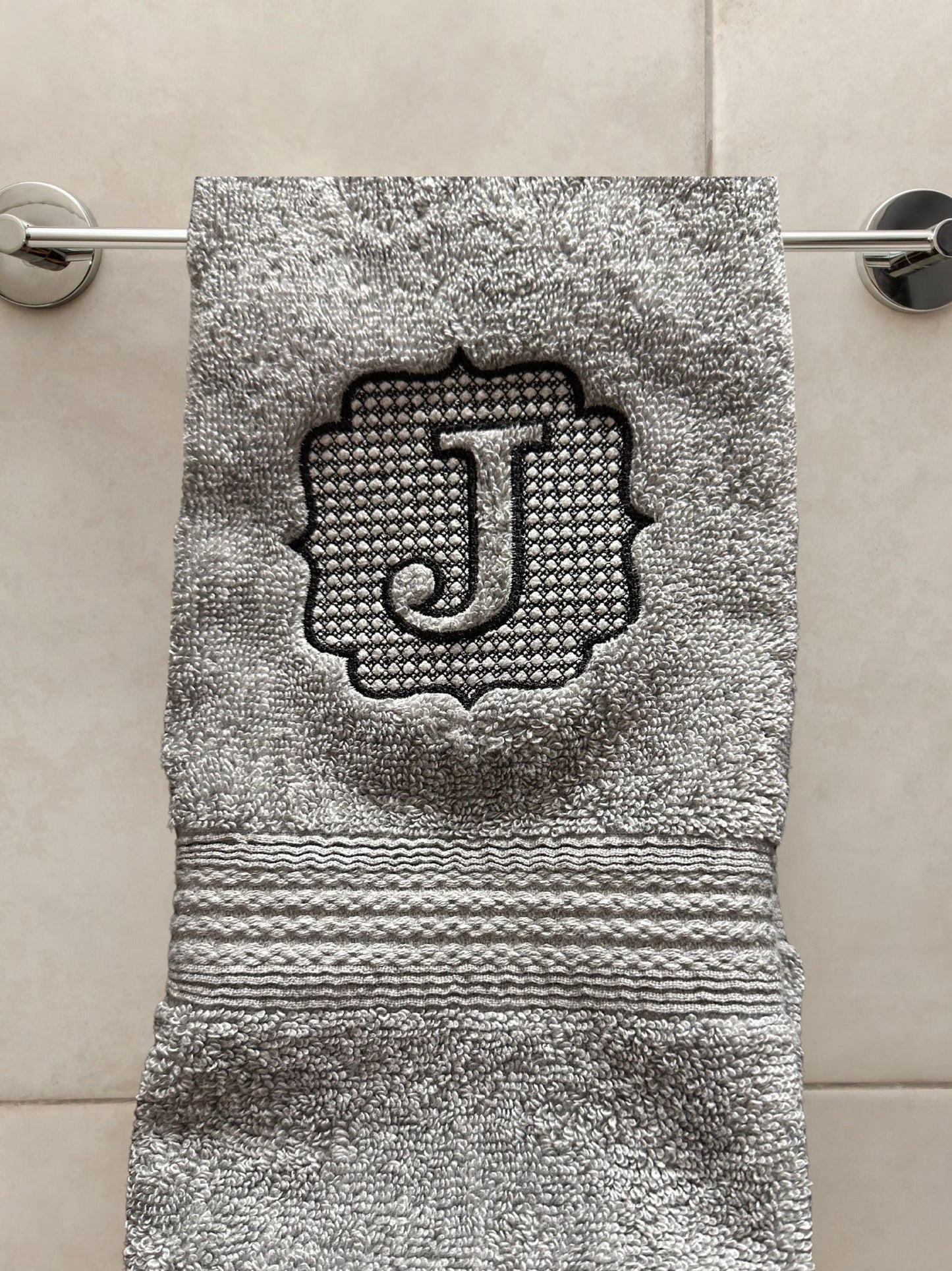 Embroidered Embossed Monogram Hand Towel