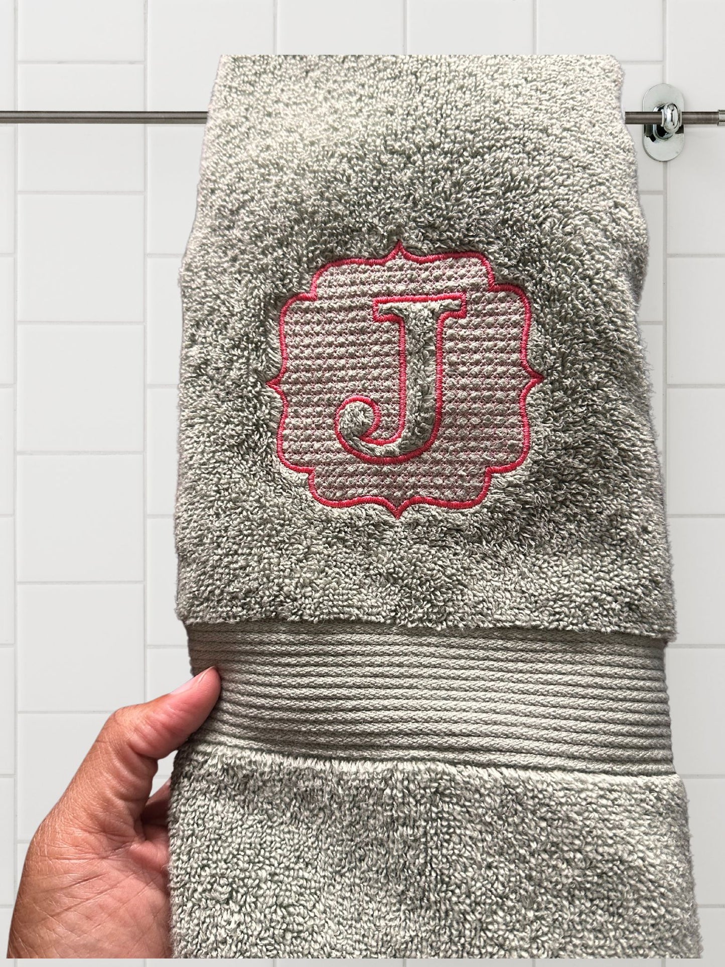 Embroidered Embossed Monogram Hand Towel