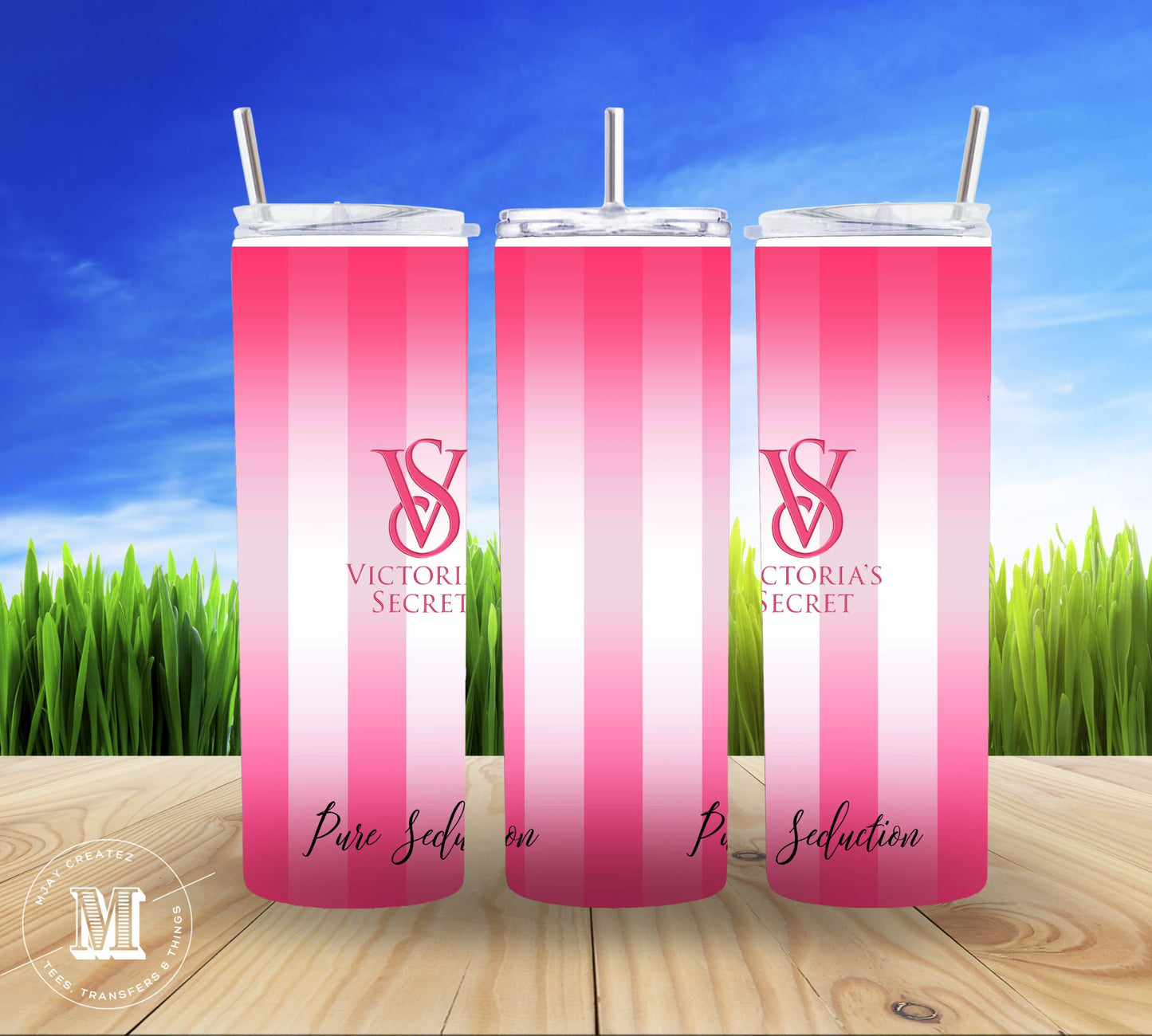 20oz VS Pink Stainless Steel Tumbler with Lid and Straw