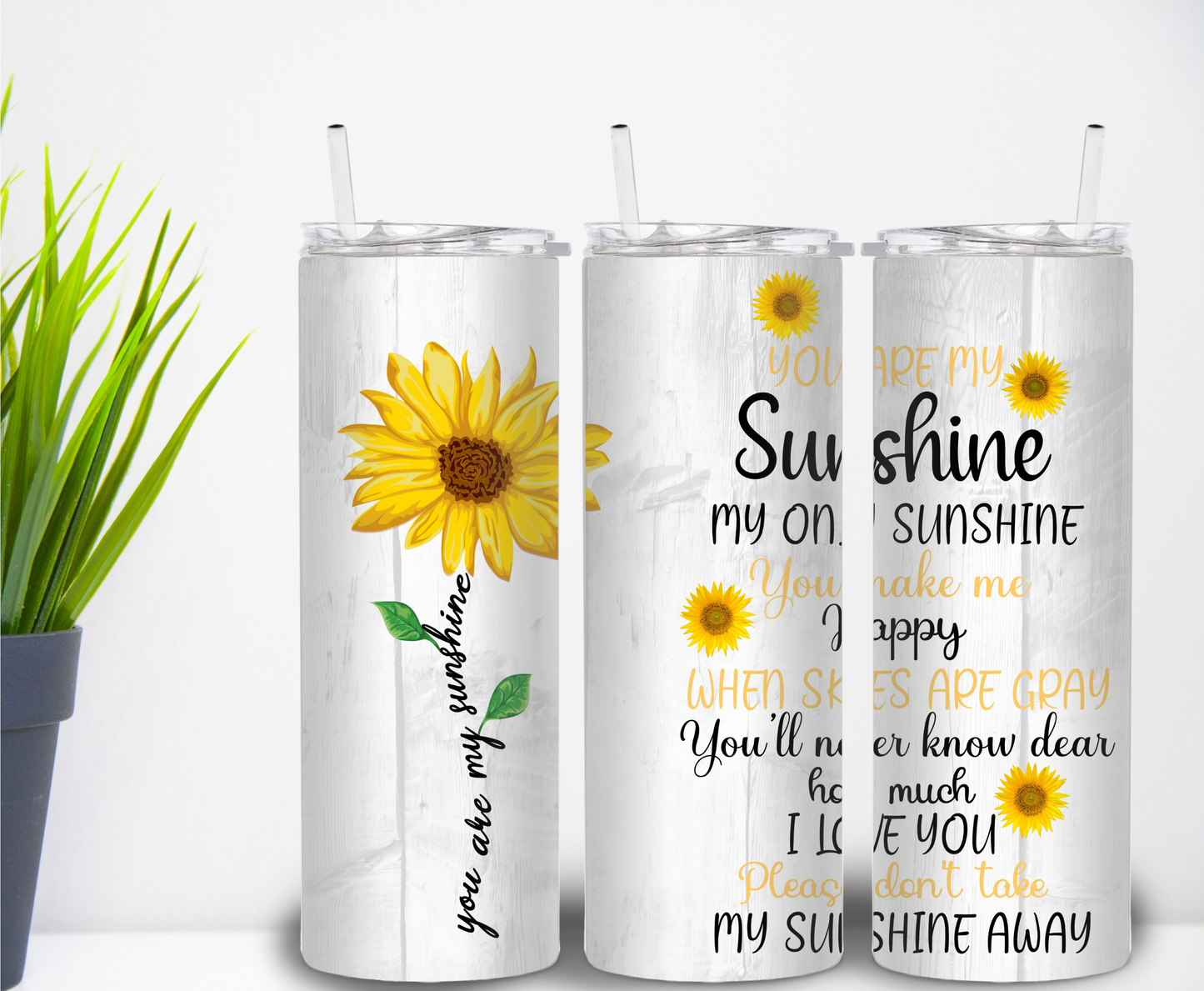 20oz You Are My Sunshine Stainless Steel Tumbler with Lid and Straw