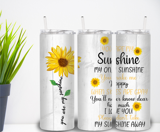 20oz You Are My Sunshine Stainless Steel Tumbler with Lid and Straw